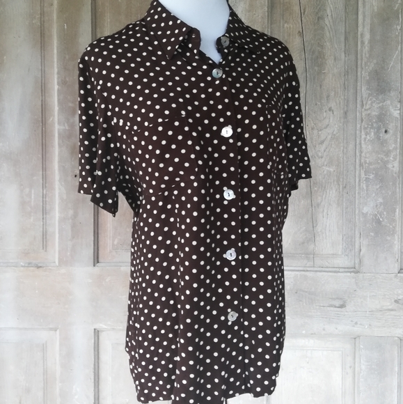 Norton McNaughton Tops Vintage Brown Polka Dot Top Poshmark — free download